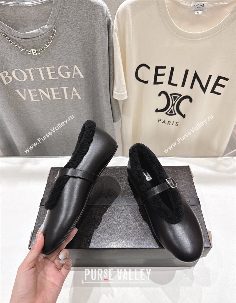 Alaia Ballet Flats in Leather and Wool Black 2025 AL102901 (MD-251209015)