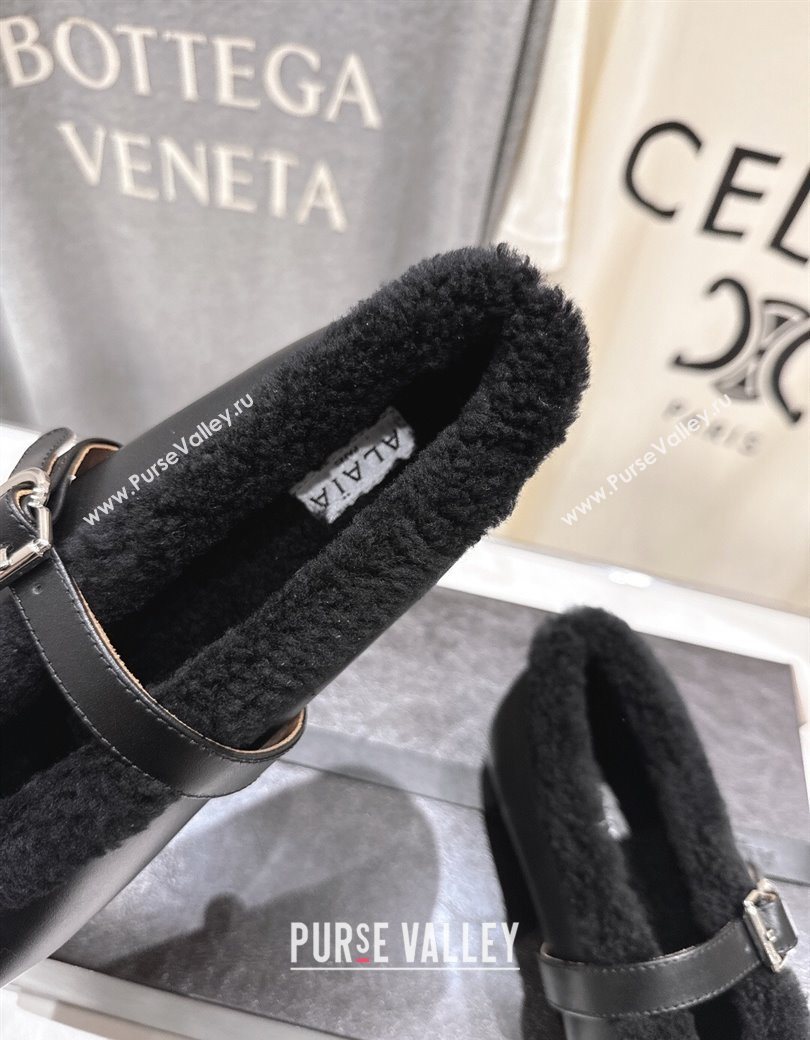 Alaia Ballet Flats in Leather and Wool Black 2025 AL102901 (MD-251209015)