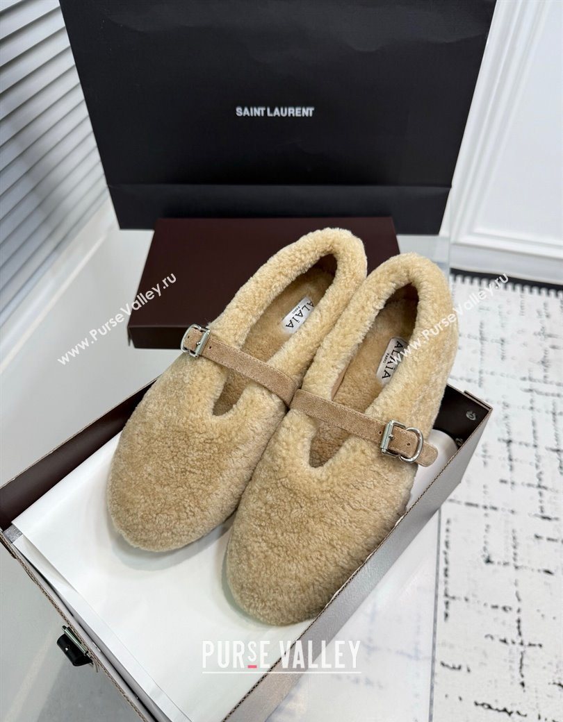 Alaia Ballet Flats in Shearling Wool Beige 2025 AL120901 (KER-251209002)