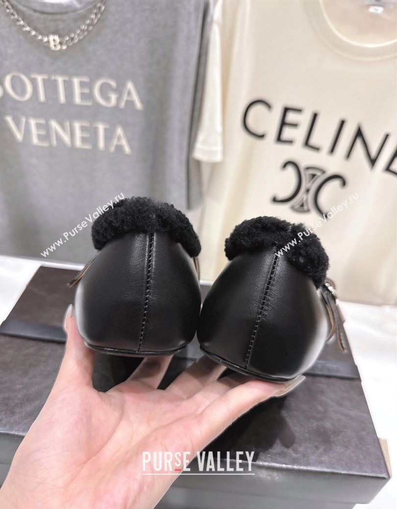 Alaia Ballet Flats in Leather and Wool Black 2025 AL102901 (MD-251209015)