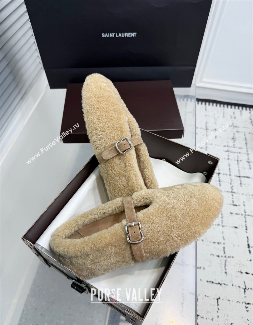 Alaia Ballet Flats in Shearling Wool Beige 2025 AL120901 (KER-251209002)