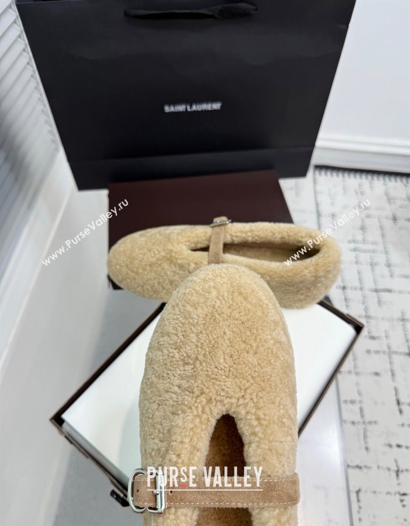 Alaia Ballet Flats in Shearling Wool Beige 2025 AL120901 (KER-251209002)