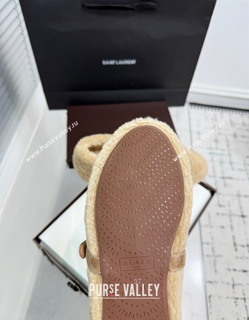 Alaia Ballet Flats in Shearling Wool Beige 2025 AL120901 (KER-251209002)