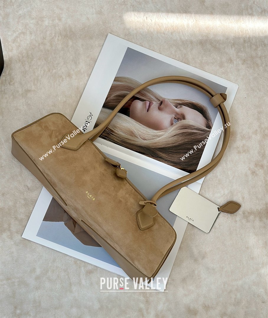 Alaia Le Tecket Medium Long Shoulder bag in Suede Beige 2026 8815M (CL-260409123)