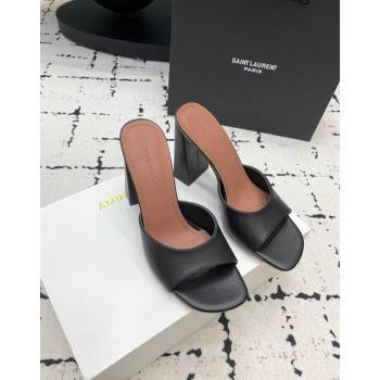 Amina Muaddi Brigitte High Heel Slide Sandals 9.5cm in Nappa Calfskin Black 2024 (KER-240719116)