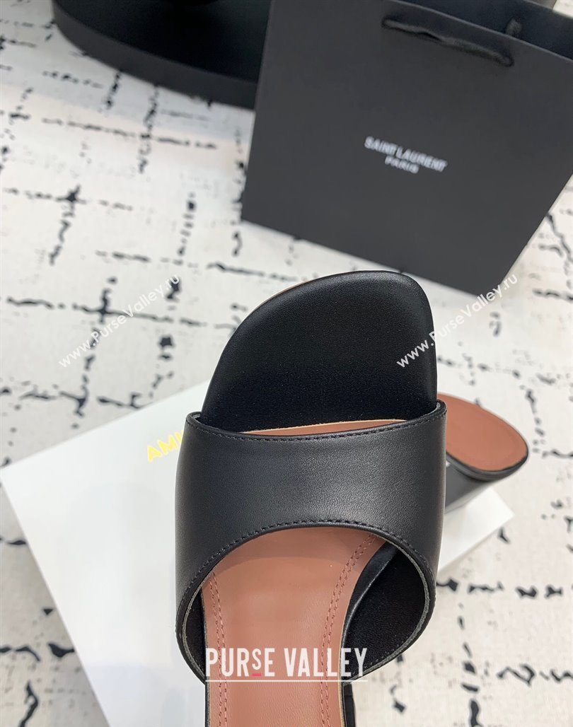 Amina Muaddi Brigitte High Heel Slide Sandals 9.5cm in Nappa Calfskin Black 2024 (KER-240719116)