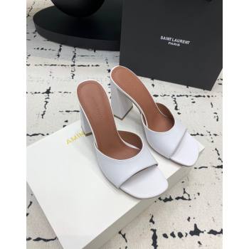 Amina Muaddi Brigitte High Heel Slide Sandals 9.5cm in Nappa Calfskin White 2024 (KER-240719117)