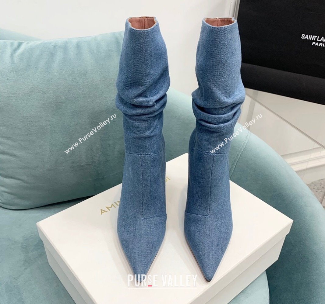 Amina Muaddi Denim Medium Boots 9.5cm Medium Blue 2024 AM090301 (KER-240903011)