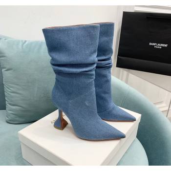 Amina Muaddi Denim Medium Boots 9.5cm Medium Blue 2024 AM090301 (KER-240903011)