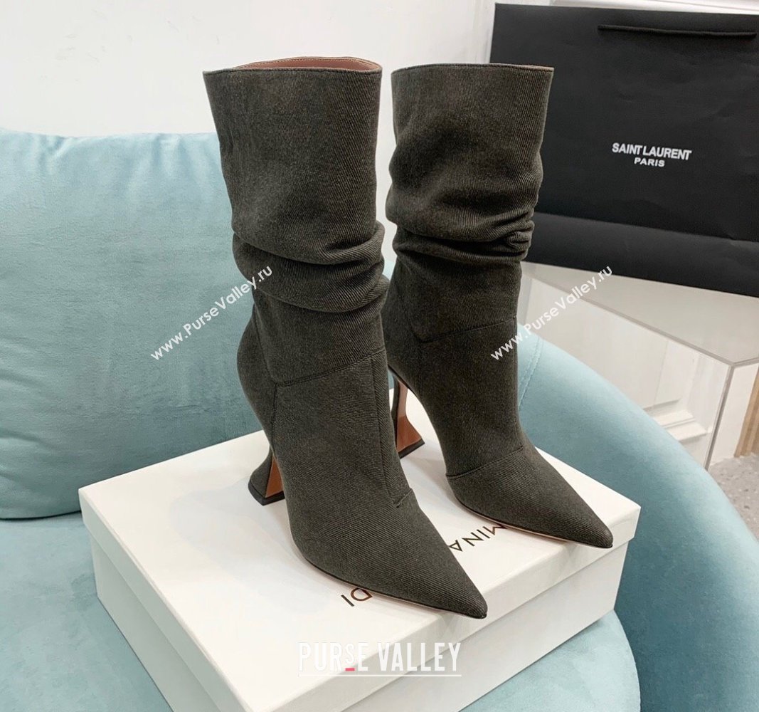 Amina Muaddi Denim Medium Boots 9.5cm Grey 2024 AM090301 (KER-240903013)