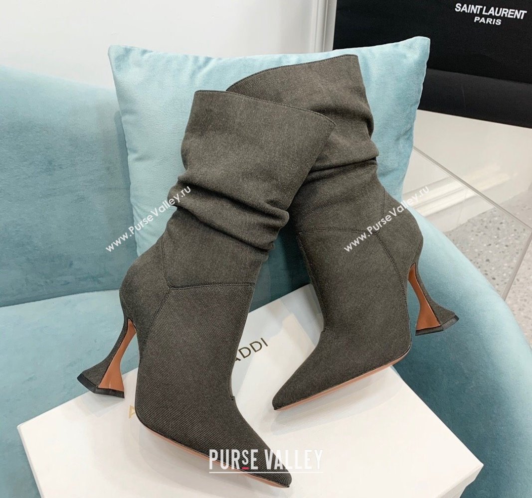 Amina Muaddi Denim Medium Boots 9.5cm Grey 2024 AM090301 (KER-240903013)