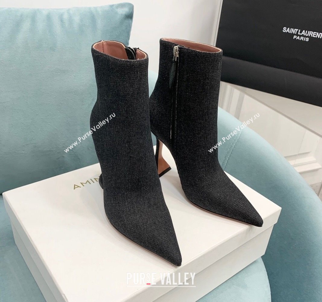 Amina Muaddi Denim Ankle Boots 10cm Black 2024 AM090302 (KER-240903014)