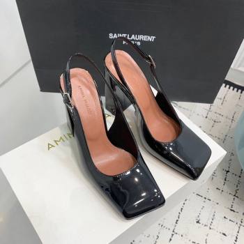 Amina Muaddi Charlotte Slingback Pumps 9.5cm in Patent Leather Black 2024 1223 (KER-241223079)