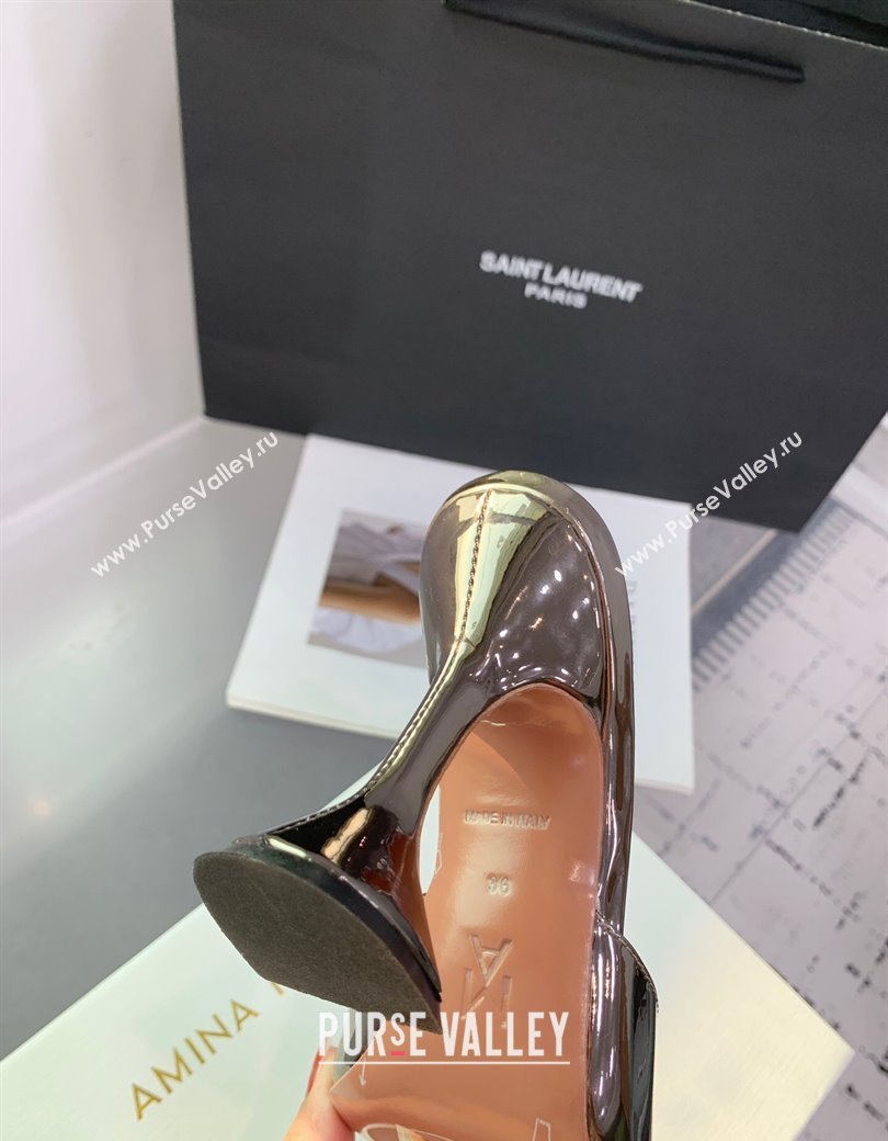 Amina Muaddi Rosie Strass-Embellished Bow Slides Sandal 9.5cm in Metallic Calfskin Brass 2025 0219 (KER-250219043)