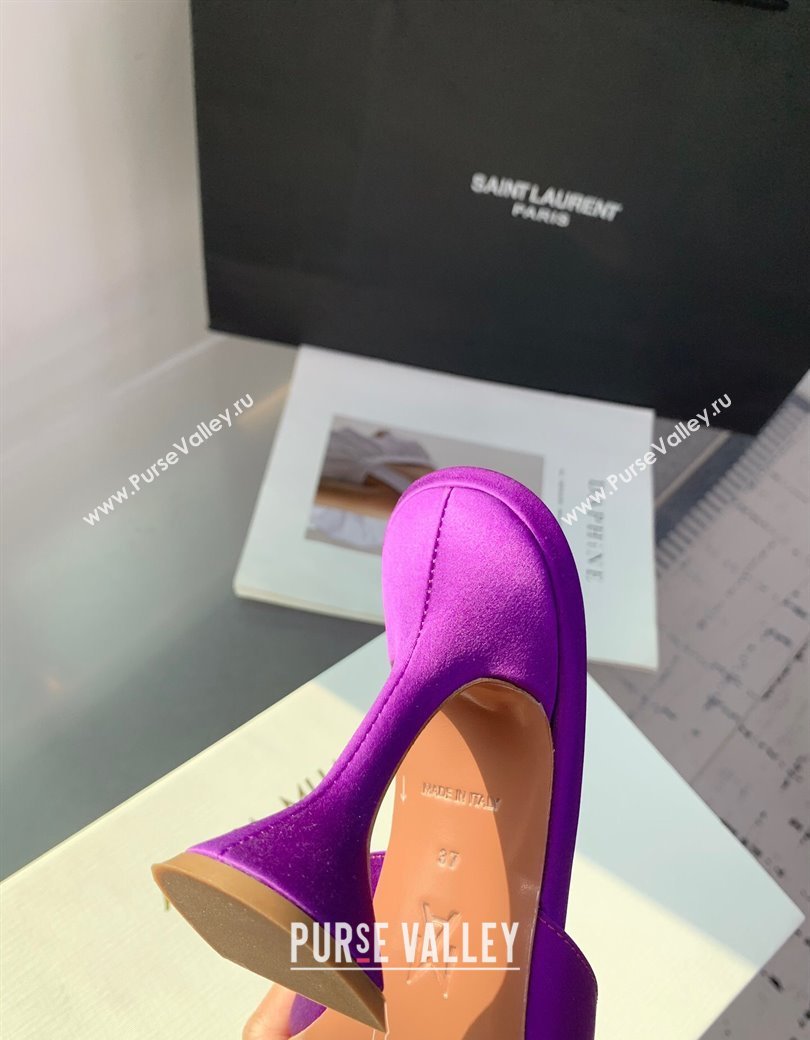 Amina Muaddi Rosie Strass-Embellished Bow Slides Sandal 9.5cm in Satin Purple2 2025 0219 (KER-250219051)