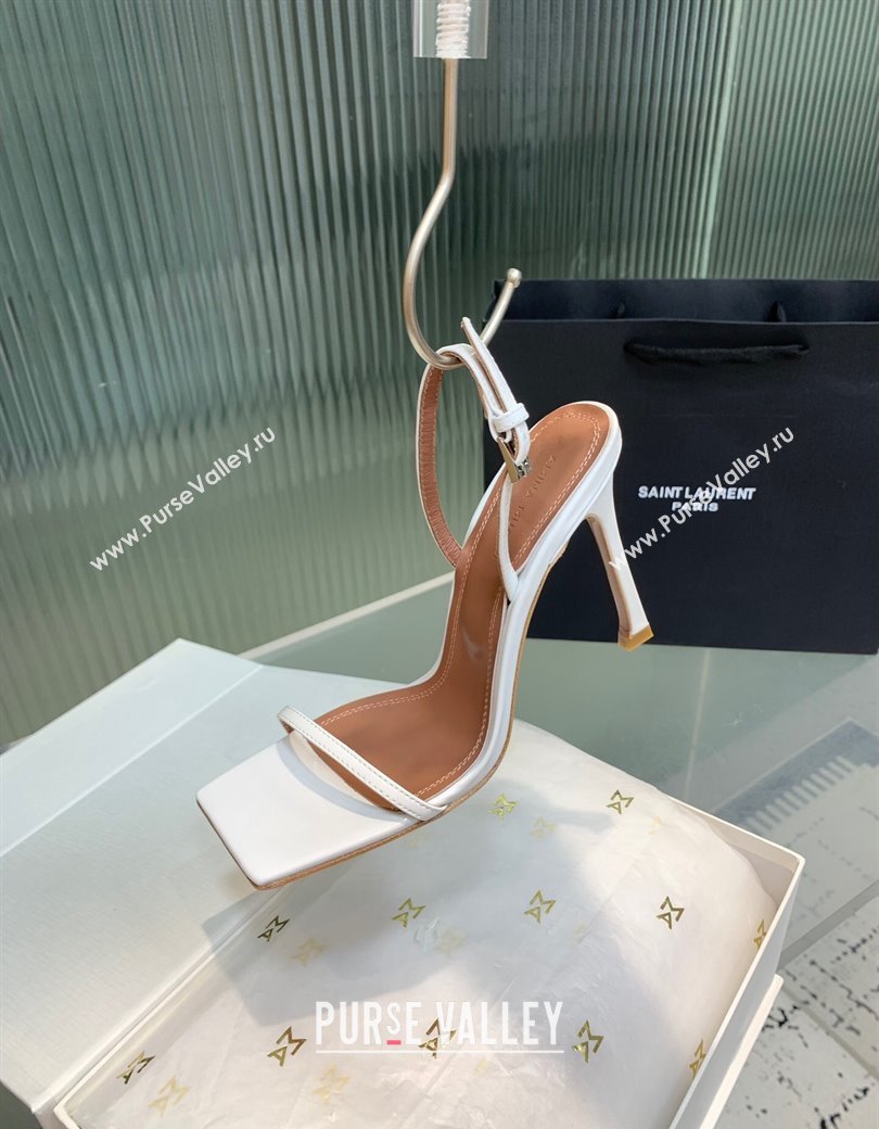 Amina Muaddi Maya Square-toe Sandals 10cm in Patent Calfskin White 2025 0219 (KER-250219067)
