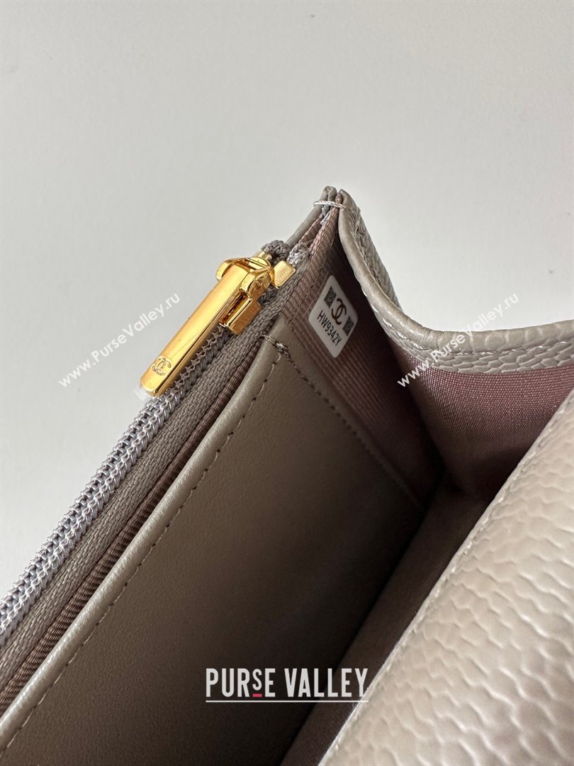 Chanel Grained Shiny Calfskin Classic Wallet on Chain WOC Grey/Gold AP4241 (yezi-250703097)