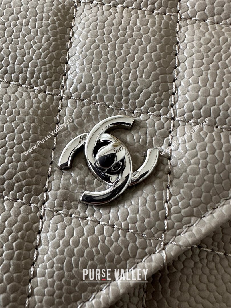 Chanel Grained Shiny Calfskin Classic Wallet on Chain WOC Grey/Silver 2025 AP4241 (yezi-250703098)