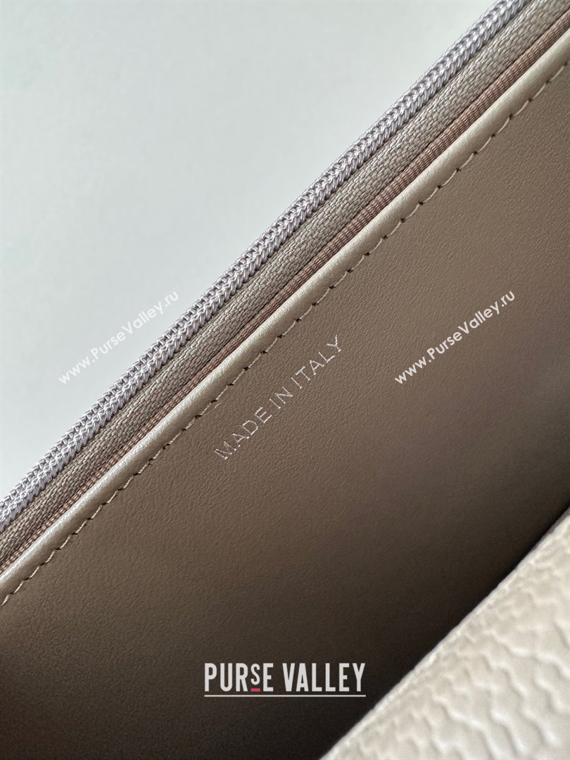 Chanel Grained Shiny Calfskin Classic Wallet on Chain WOC Grey/Silver 2025 AP4241 (yezi-250703098)