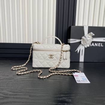 Chanel Grained Calfskin Long Vanity Case bag with Chain AP4407 White 2024 (yezi-241206032)