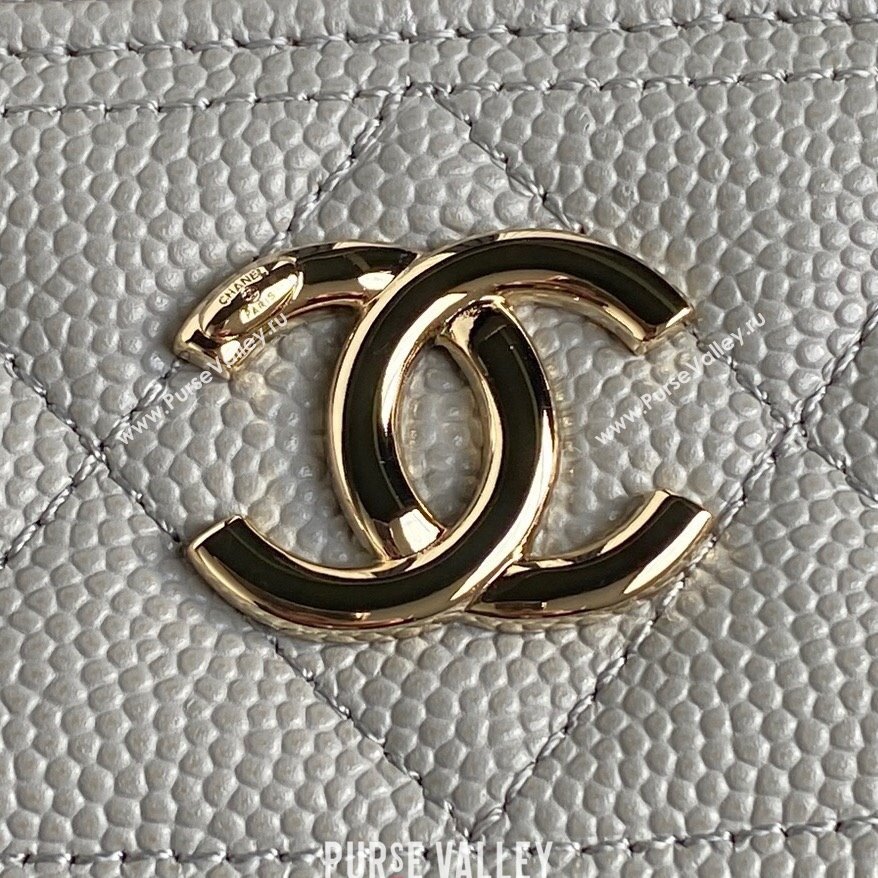 Chanel Grained Calfskin Long Vanity Case bag with Chain AP4407 Light Grey 2024 (yezi-241206031)