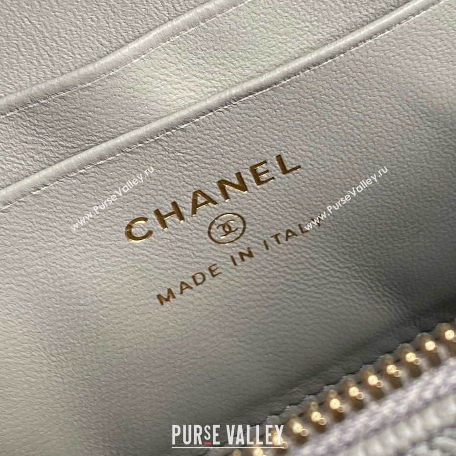 Chanel Grained Calfskin Long Vanity Case bag with Chain AP4407 Light Grey 2024 (yezi-241206031)