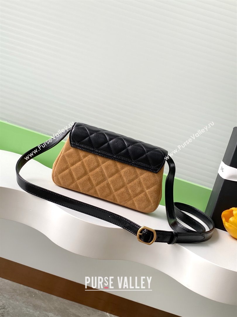 Chanel Suede Lambskin Phone Holder with Strap Beige/Black 2025 AP4677 (yezi-250703052)