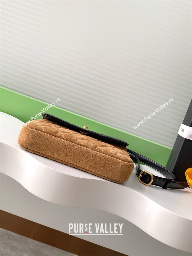 Chanel Suede Lambskin Phone Holder with Strap Beige/Black 2025 AP4677 (yezi-250703052)