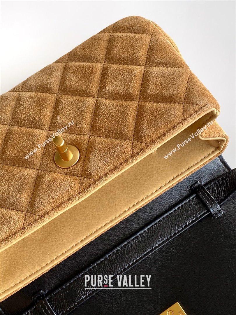 Chanel Suede Lambskin Phone Holder with Strap Beige/Black 2025 AP4677 (yezi-250703052)