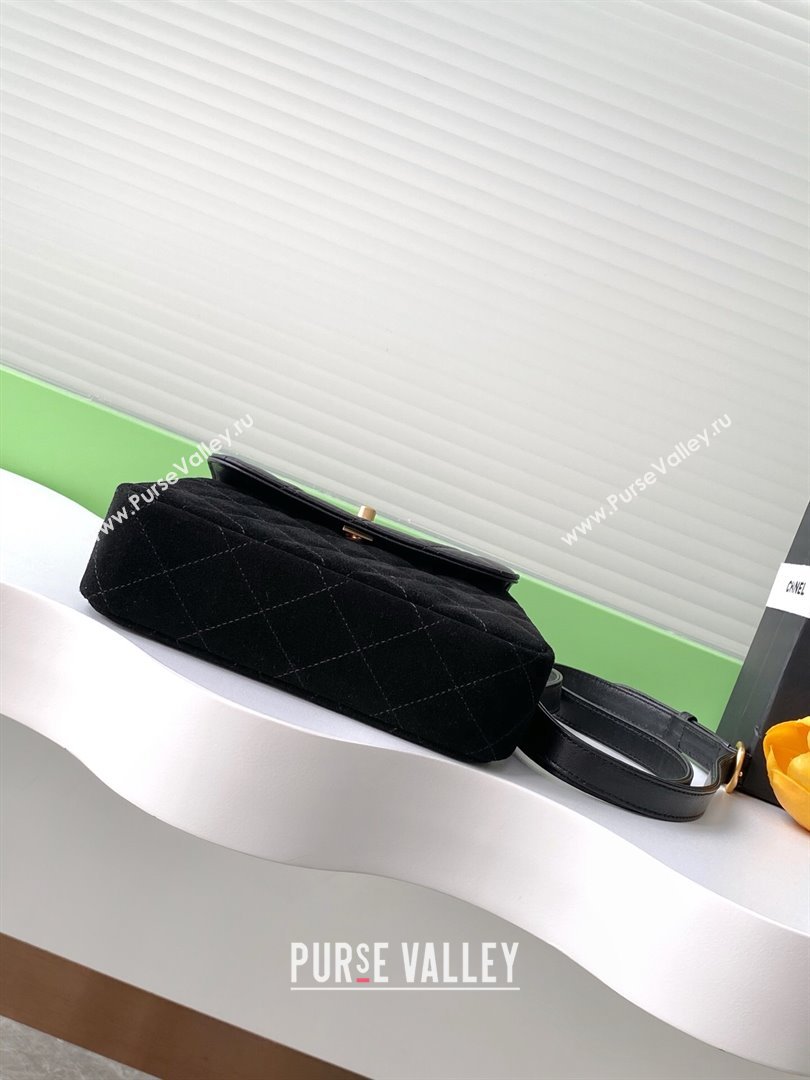 Chanel Suede Lambskin Phone Holder with Strap Black2 2025 AP4679 (yezi-250703048)