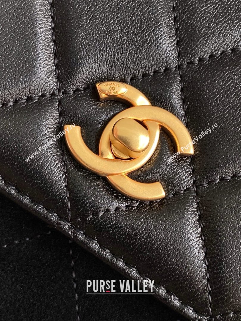 Chanel Suede Lambskin Phone Holder with Strap Black2 2025 AP4679 (yezi-250703048)