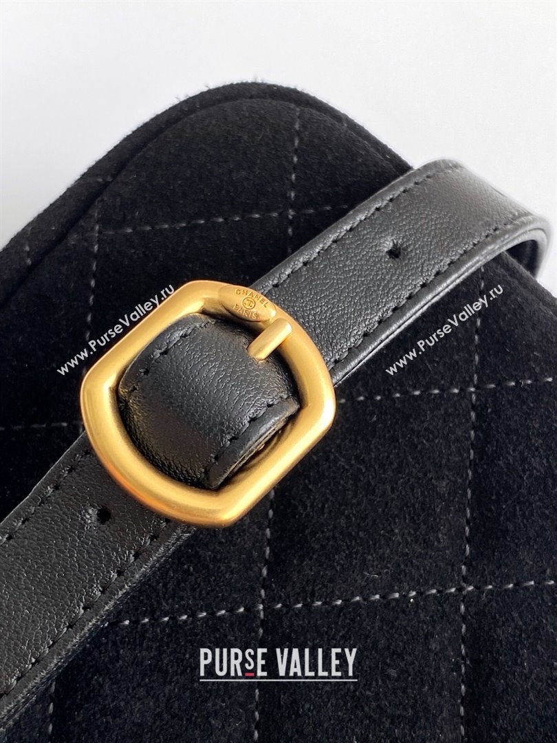 Chanel Suede Lambskin Phone Holder with Strap Black2 2025 AP4679 (yezi-250703048)