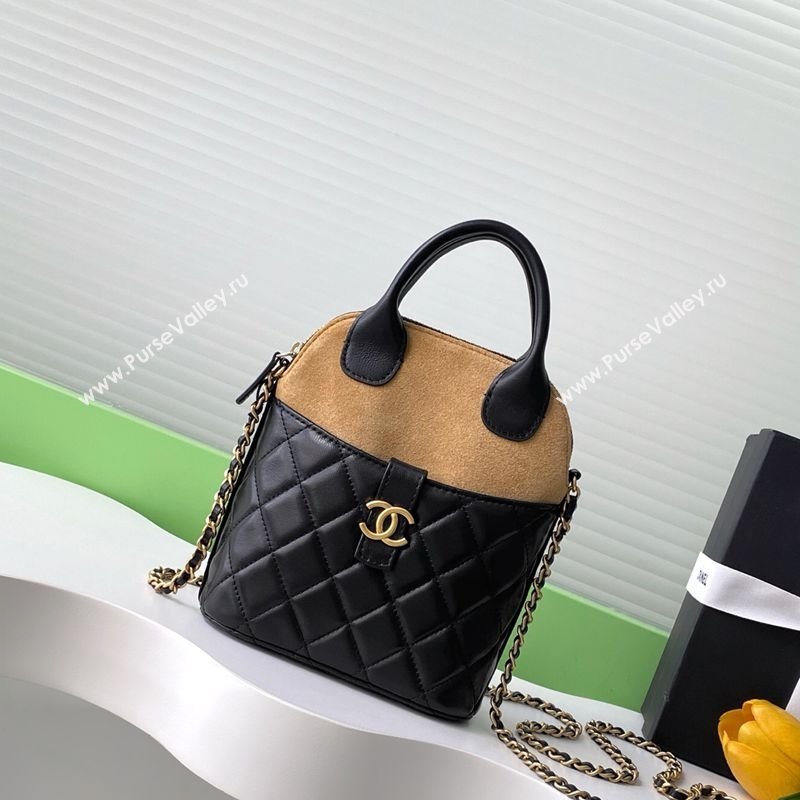 Chanel Suede Lambskin Clutch with Chain Black/Brown 2025 AP4742 (yezi-250812073)