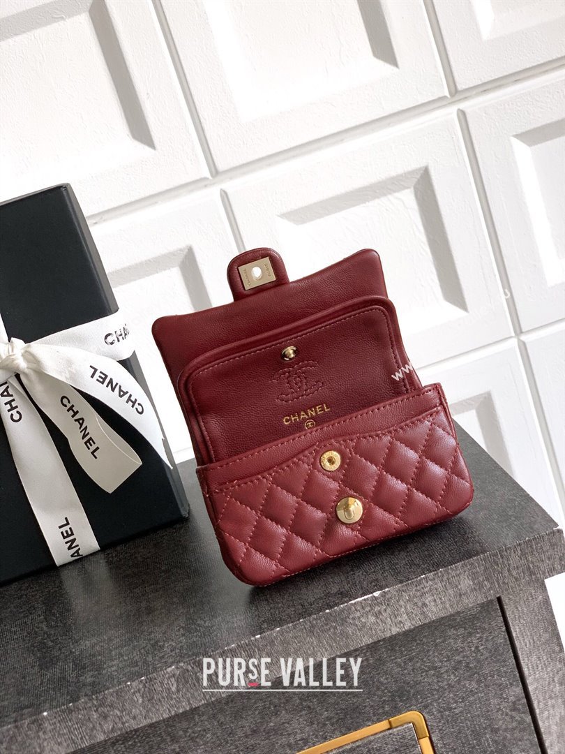 Chanel Lambskin Classic Mini Bag with hook and Heart Charm Burgundy 2025 AP4760 (yezi-250812055)