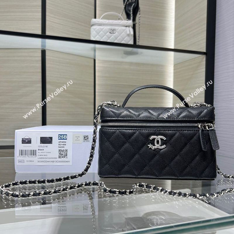 Chanel Shiny Grained Calfskin Vanity with Chain and Star Black 2025 AP4854 (yezi-250813040)