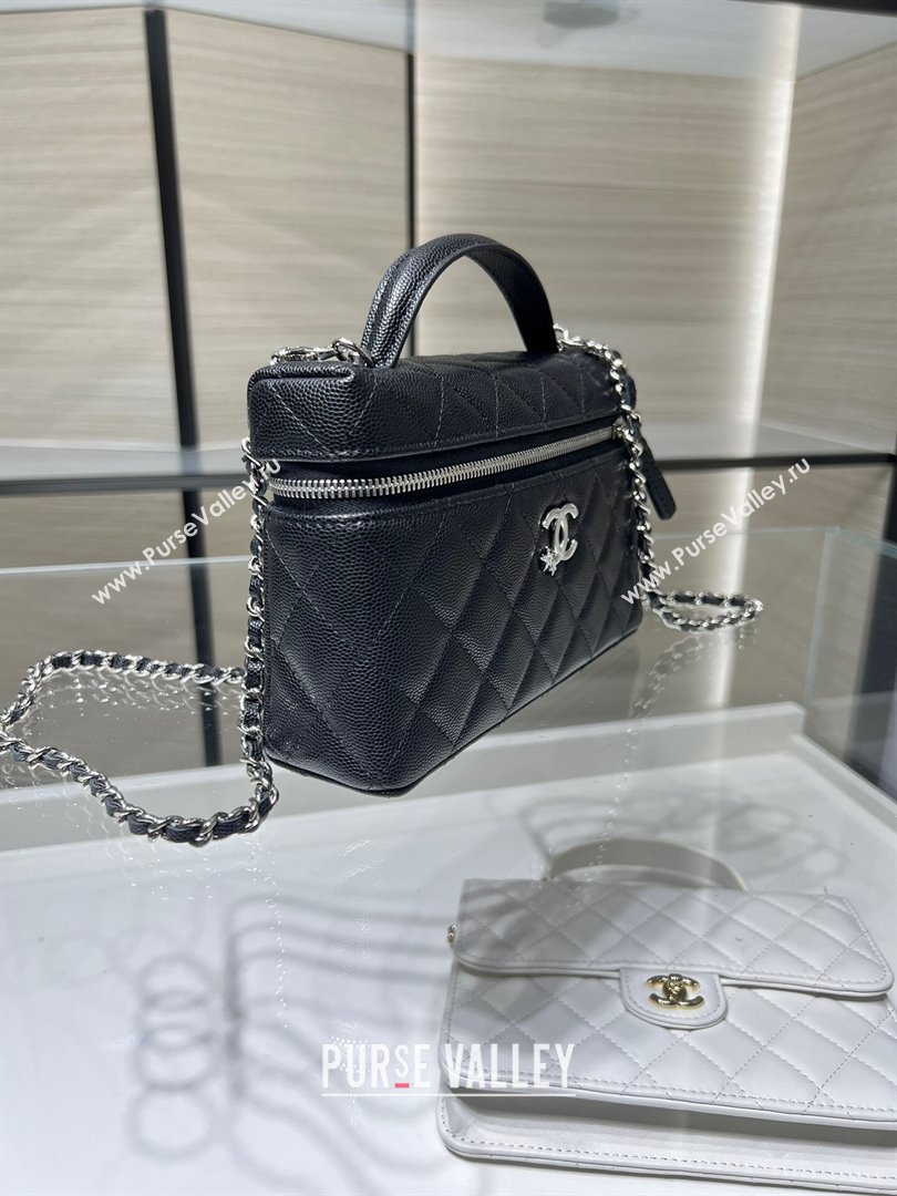 Chanel Shiny Grained Calfskin Vanity with Chain and Star Black 2025 AP4854 (yezi-250813040)