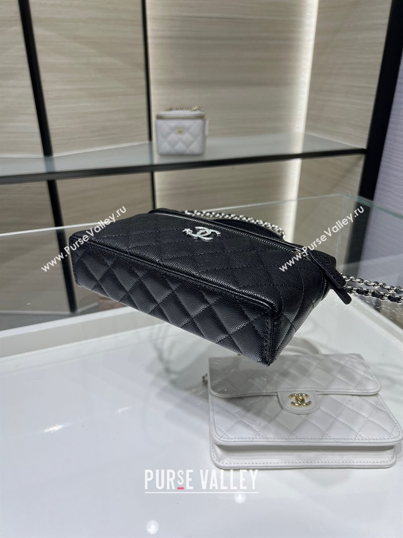 Chanel Shiny Grained Calfskin Vanity with Chain and Star Black 2025 AP4854 (yezi-250813040)