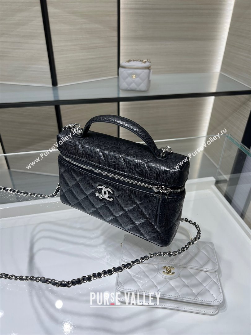 Chanel Shiny Grained Calfskin Vanity with Chain and Star Black 2025 AP4854 (yezi-250813040)