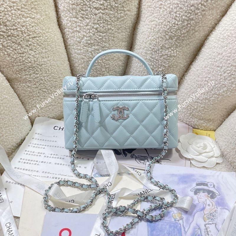 Chanel Shiny Grained Calfskin Vanity with Chain and Star Light Blue 2025 AP4854 (yezi-250813041)