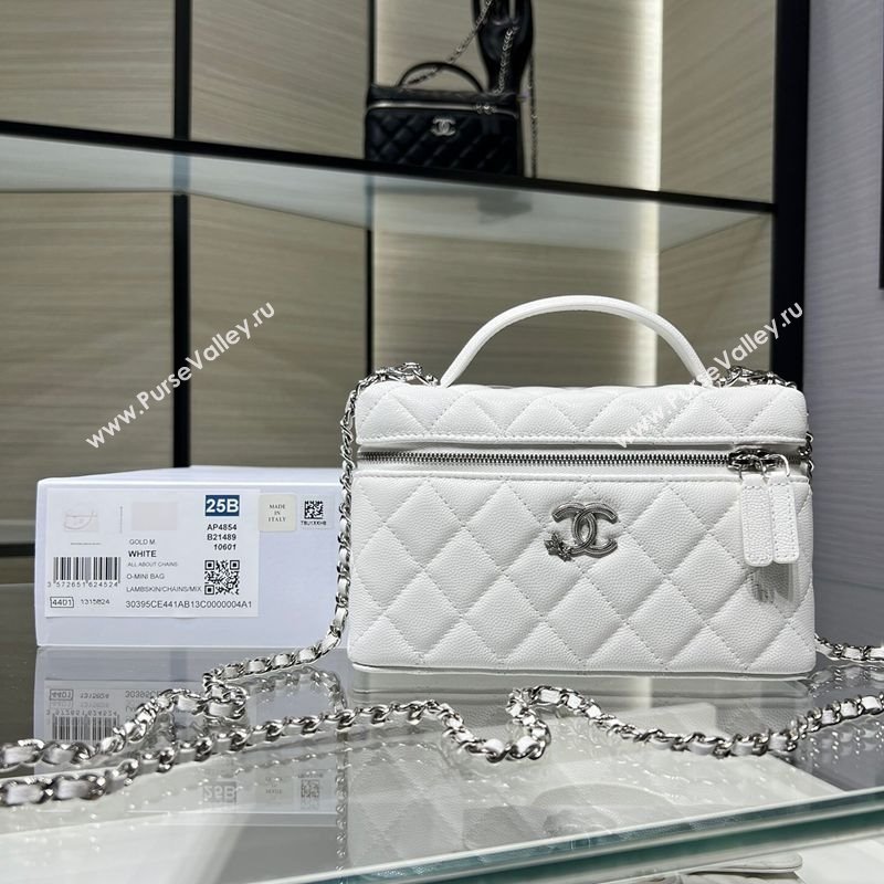 Chanel Shiny Grained Calfskin Vanity with Chain and Star White 2025 AP4854 (yezi-250813039)