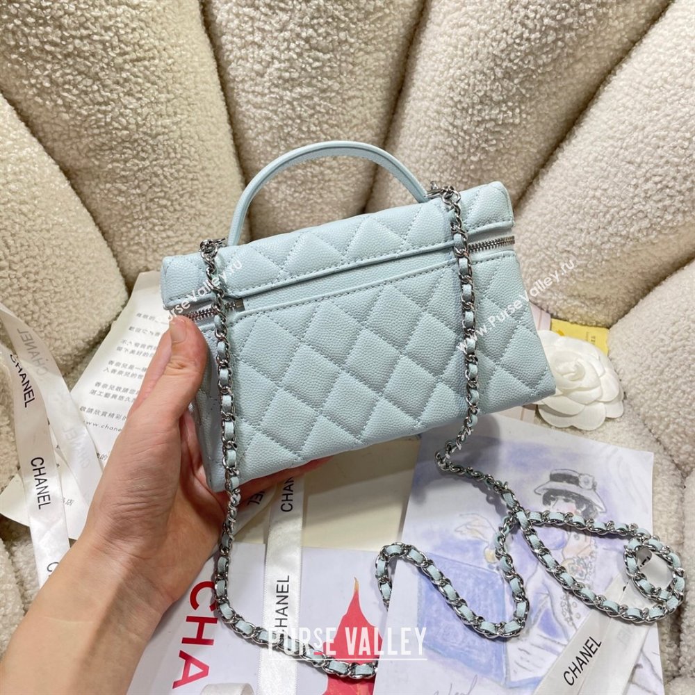 Chanel Shiny Grained Calfskin Vanity with Chain and Star Light Blue 2025 AP4854 (yezi-250813041)