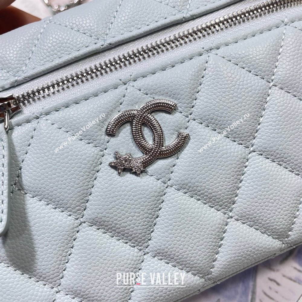 Chanel Shiny Grained Calfskin Vanity with Chain and Star Light Blue 2025 AP4854 (yezi-250813041)