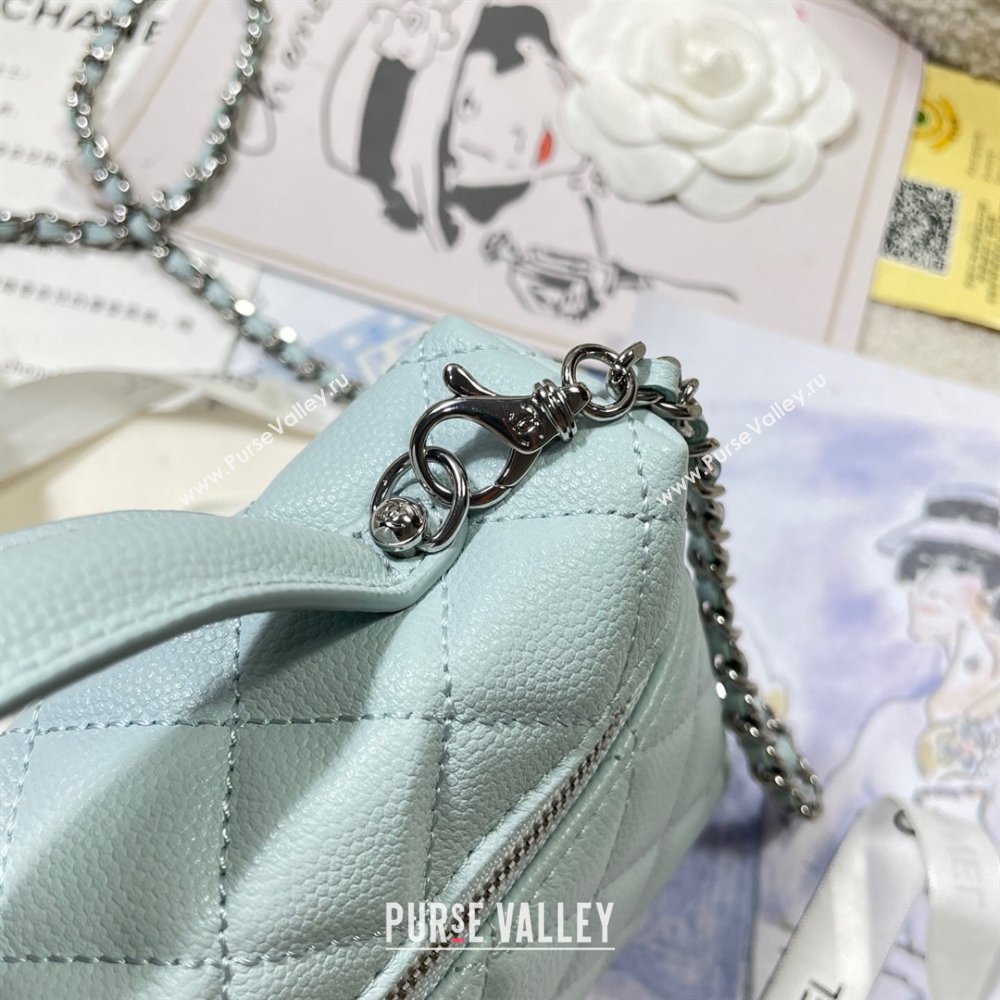 Chanel Shiny Grained Calfskin Vanity with Chain and Star Light Blue 2025 AP4854 (yezi-250813041)