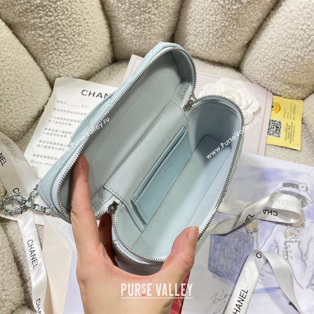 Chanel Shiny Grained Calfskin Vanity with Chain and Star Light Blue 2025 AP4854 (yezi-250813041)