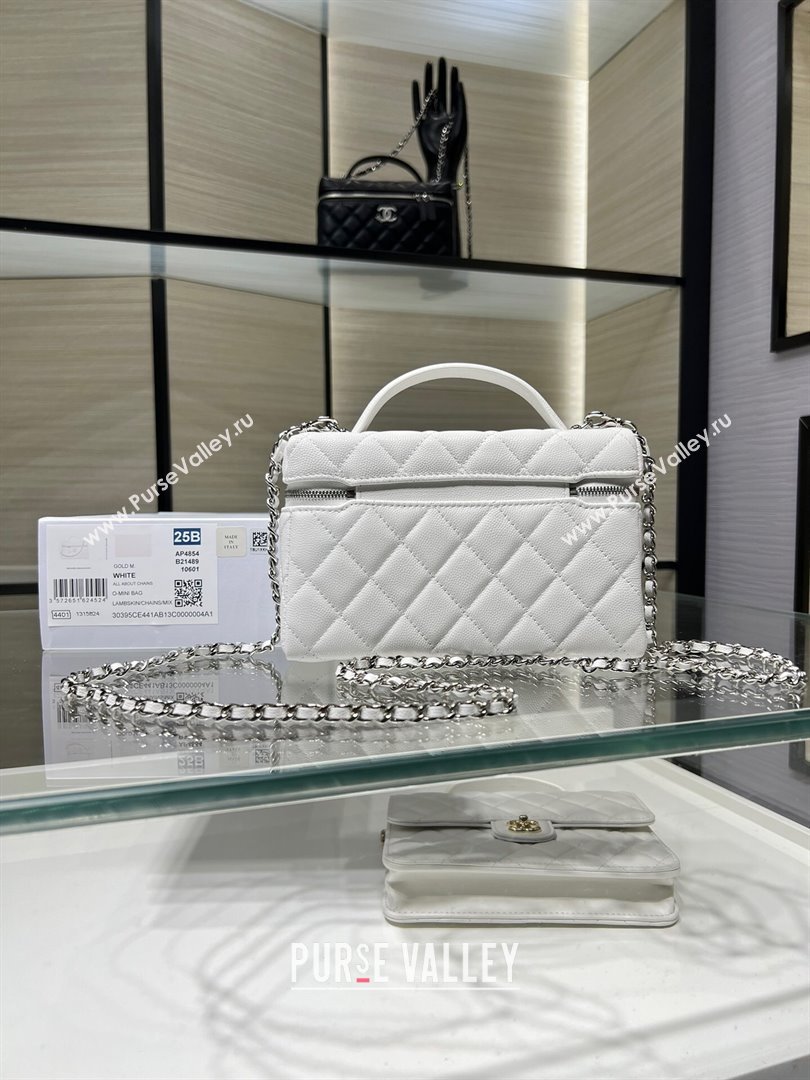 Chanel Shiny Grained Calfskin Vanity with Chain and Star White 2025 AP4854 (yezi-250813039)