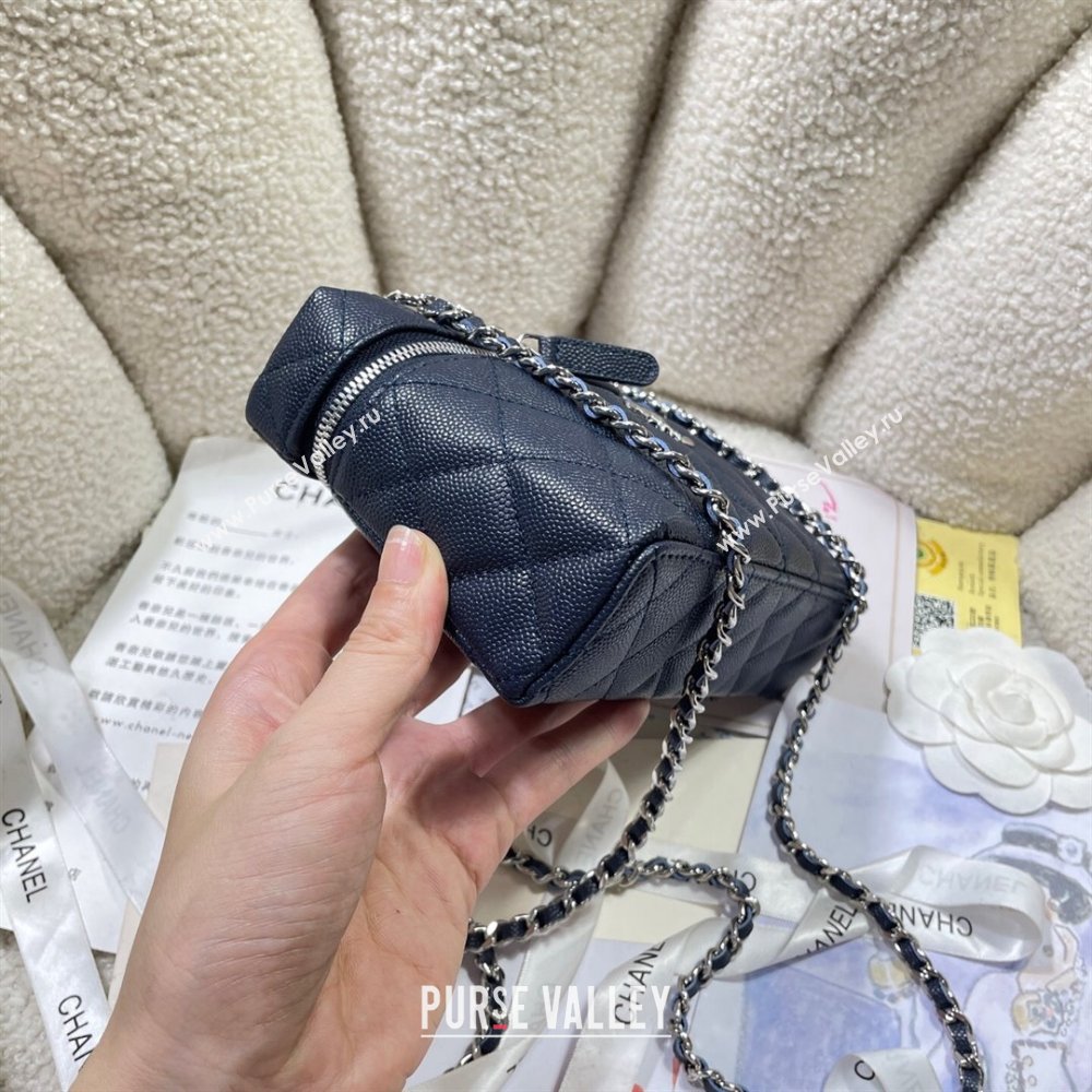 Chanel Shiny Grained Calfskin Vanity with Chain and Star Dark Blue 2025 AP4854 (yezi-250813042)