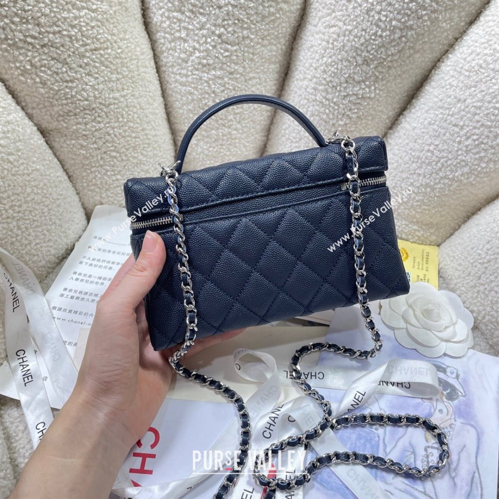 Chanel Shiny Grained Calfskin Vanity with Chain and Star Dark Blue 2025 AP4854 (yezi-250813042)