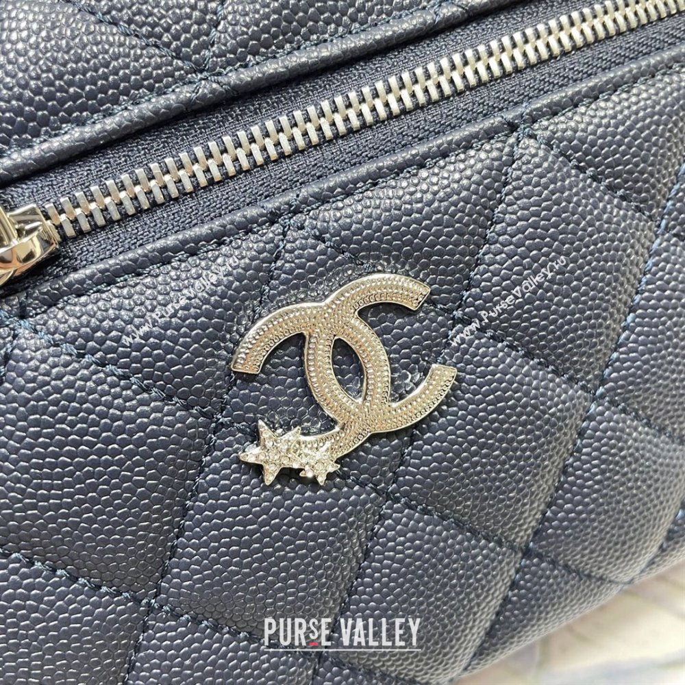 Chanel Shiny Grained Calfskin Vanity with Chain and Star Dark Blue 2025 AP4854 (yezi-250813042)
