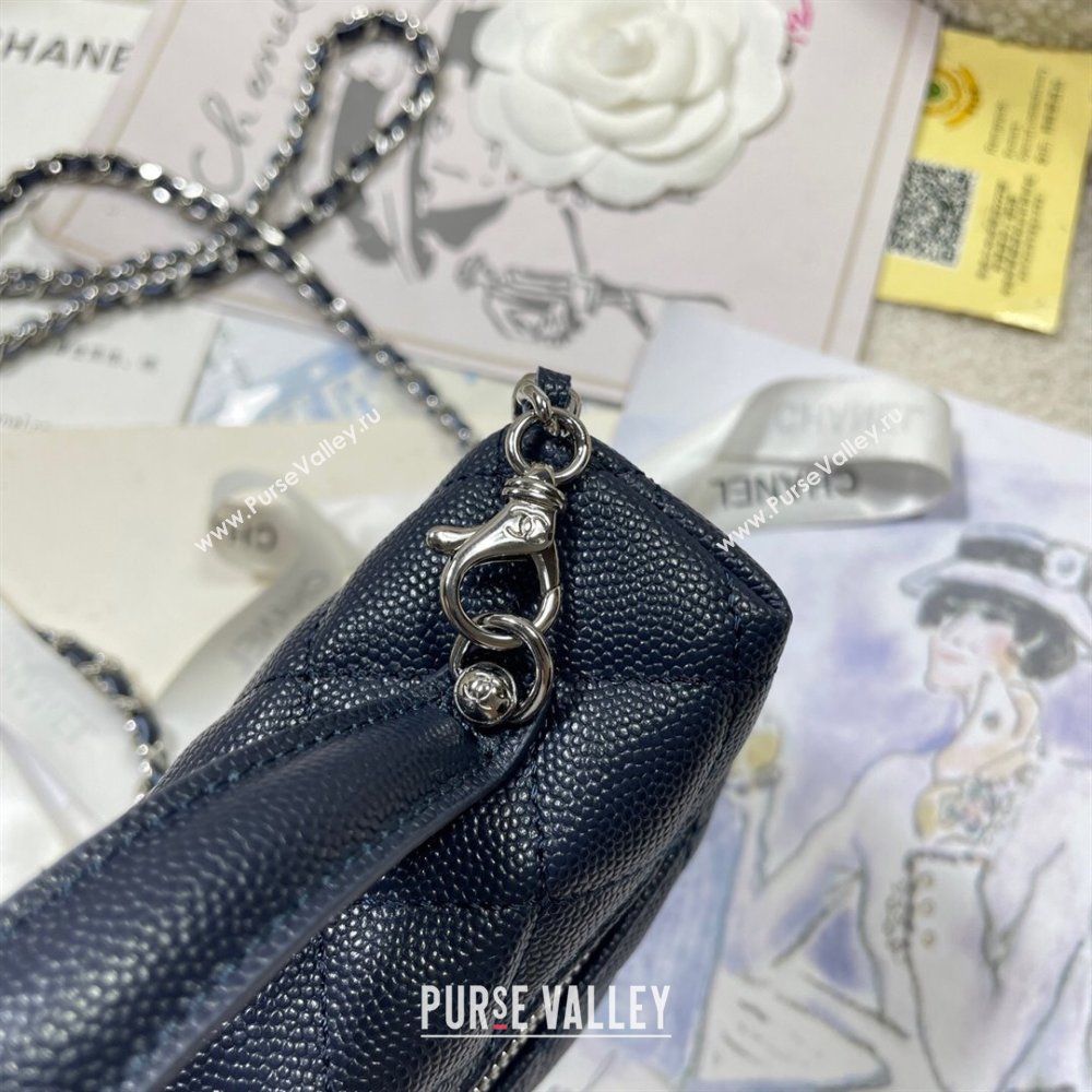 Chanel Shiny Grained Calfskin Vanity with Chain and Star Dark Blue 2025 AP4854 (yezi-250813042)