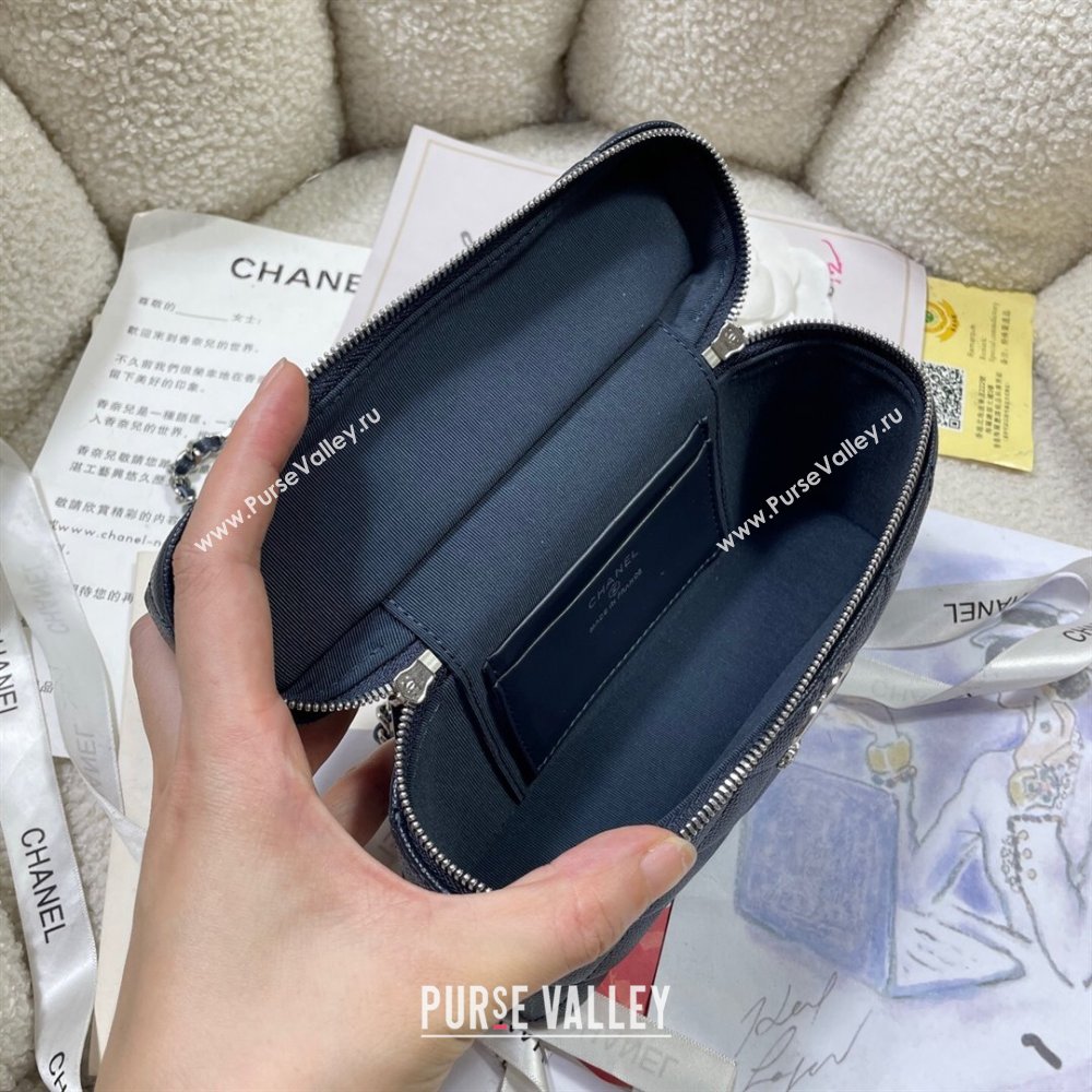 Chanel Shiny Grained Calfskin Vanity with Chain and Star Dark Blue 2025 AP4854 (yezi-250813042)